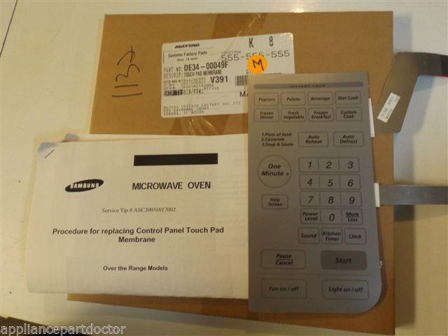 MAYTAG MICROWAVE DE34-00049F Touch Pad Membrane NEW IN BOX MAYTAG MICROWAVE DE34-00049F Touch Pad Membrane NEW IN BOX